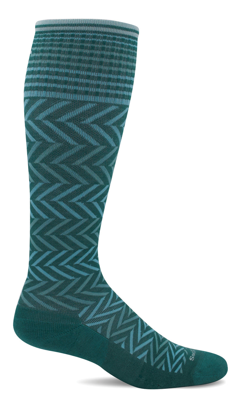 Sockwell Chevron Stylish Merino Wool Compression Socks for Women in Jade