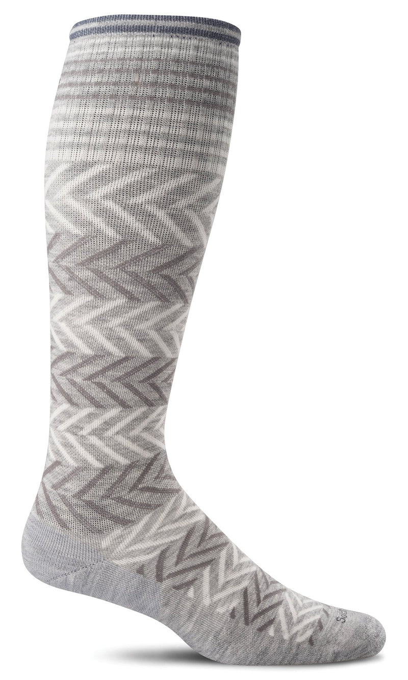 Sockwell Chevron Stylish Merino Wool Compression Socks for Women in Light Gray