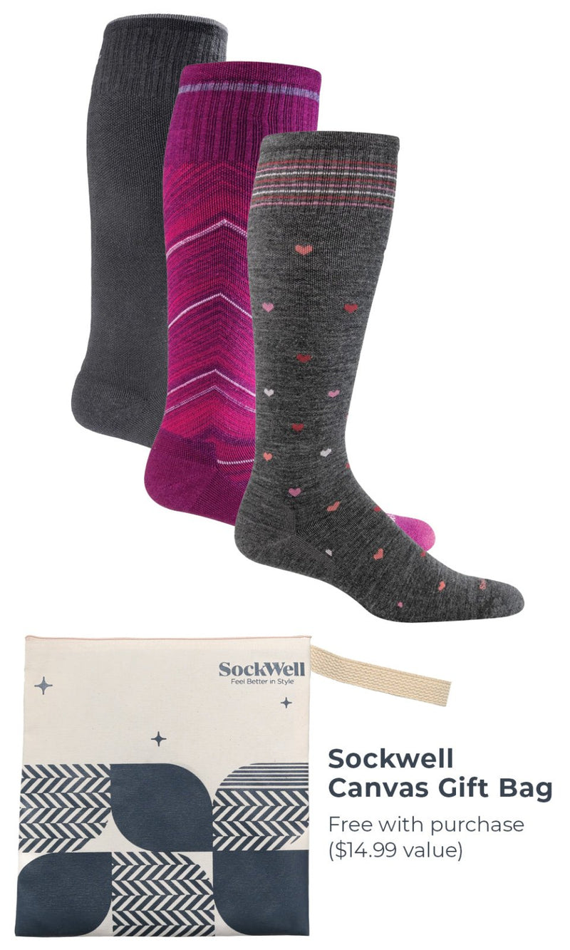 Women's Full Calf Bundle - Live Out Loud | Moderate Graduated Compression | Wide Calf Fit - Merino Wool Lifestyle Compression - Sockwell