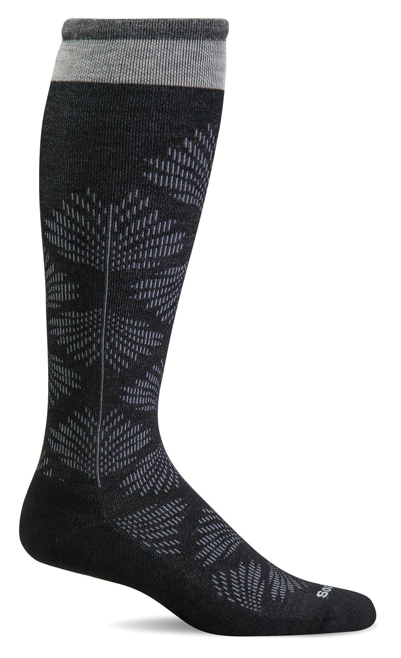 Women's Full Floral, Moderate Graduated Compression Socks, Wide Calf